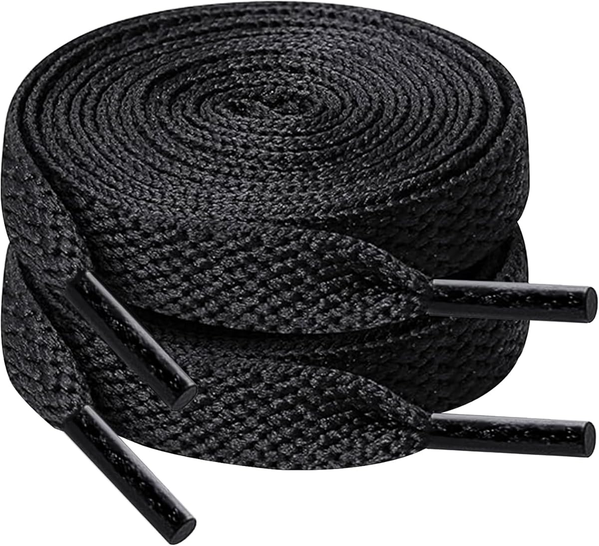 120cm/47inch Flat Shoe Laces for Sneakers, Sturdy Polyester with Non-Fray Tips, Ideal for Various Wear and Bags, Black