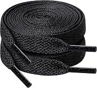 YOLCAR 47" Black Flat Shoelaces for Sneakers - 120cm Durable Polyester, Non-Fray Tips, Versatile for Shoes & Bags