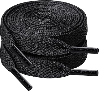 YOLCAR 47" Black Flat Shoelaces for Sneakers - 120cm Durable Polyester, Non-Fray Tips, Versatile for Shoes & Bags