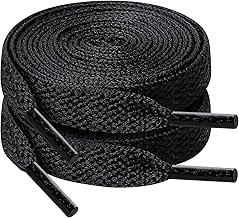 120cm/47inch Flat Shoe Laces for Sneakers, Sturdy Polyester with Non-Fray Tips, Ideal for Various Wear and Bags, Black