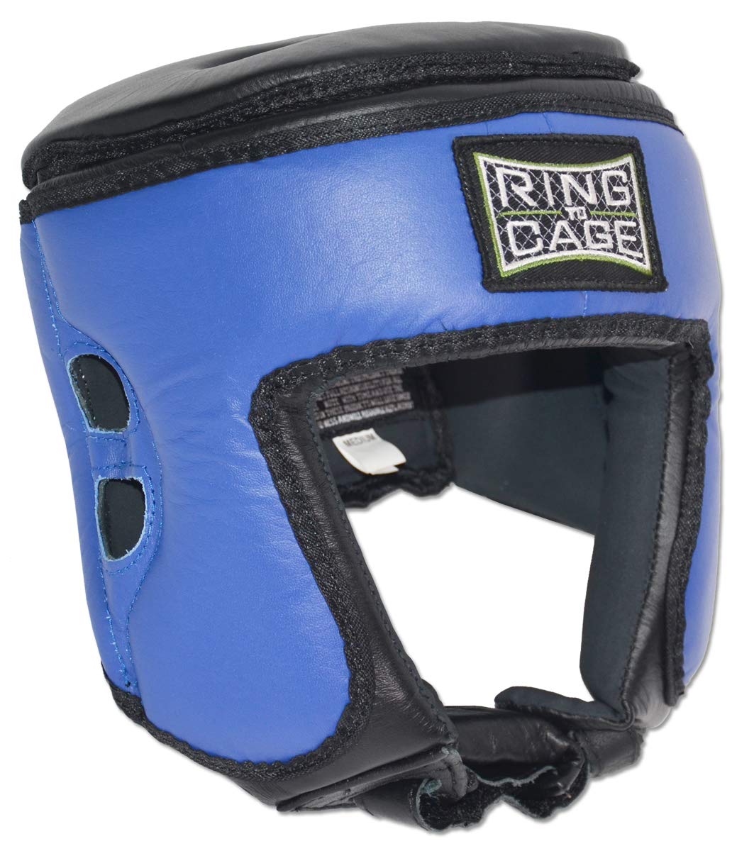 Muay Thai Competition Headgear - Blue - for Boxing, Muay Thai, MMA, Kickboxing-Large
