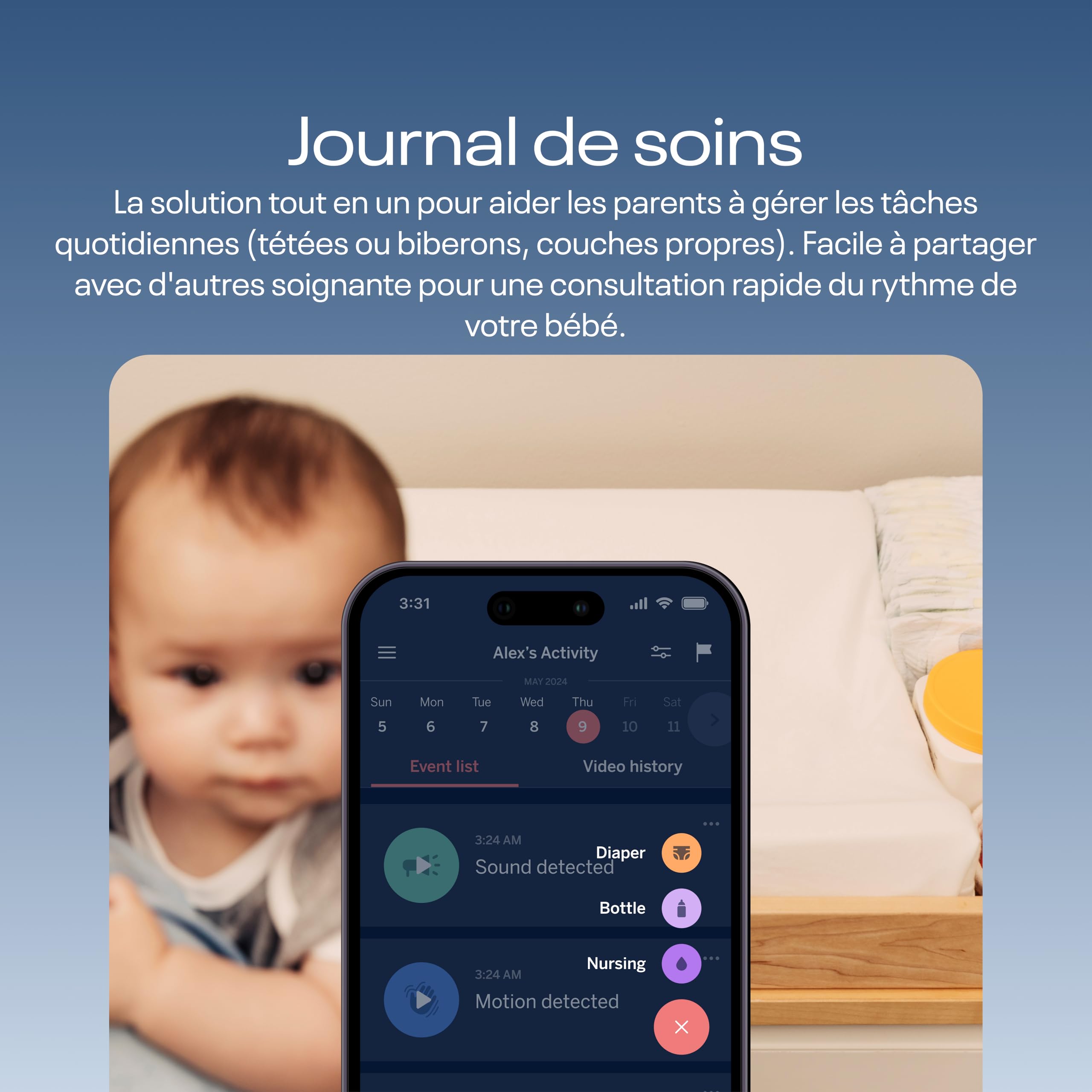 Nanit Pro Babyphone Caméra, Support et Bande - Caméra Bébé - 1080p Vidéo & Audio Bidirrectionnel - Blanc (Nanit Pro + Support au Sol)