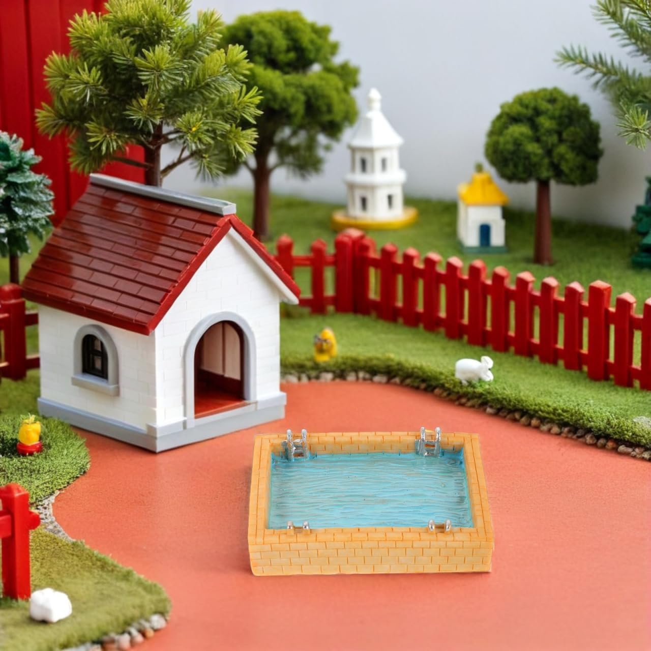 Gatuida Miniature Dollhouse Swimming Pool: Mini Pool Furniture Small Paddling Swimming Prop for Coastal Decor Beach Theme Ornament for Fairy Garden Summer Events Decoration - Image 2