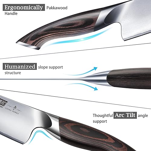 Miniatura 3 de HOSHANHO Juego de cuchillos de cocina japoneses de acero inoxidable de alto carbono, juego de cuchillos de chef ultra afilados con afilador