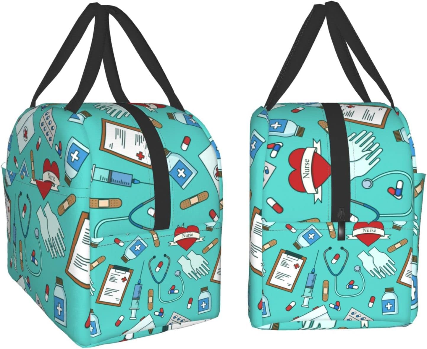 Hmklpi Nurse Medical Theme Insulated Kids Lunch Bag,Nurses Day Gifts Reusable Cooler Lunch Tote for Men & Women Girls Camping/Hiking/Picnic/Beach/Travel - Image 4