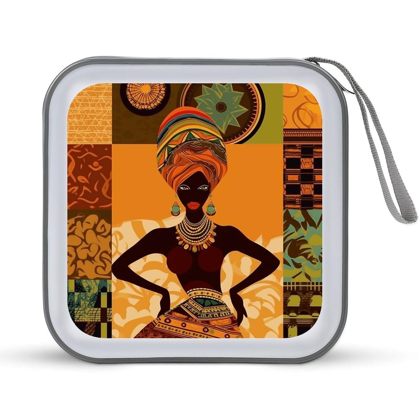 VstaDank African Woman CD Case DVD Holder Storage Portable Carrying Binder Holder Wallet Large Storage Disc Wallet Bag Hard Plastic DVD Disc Cases Large Media Binder 40 Capacity