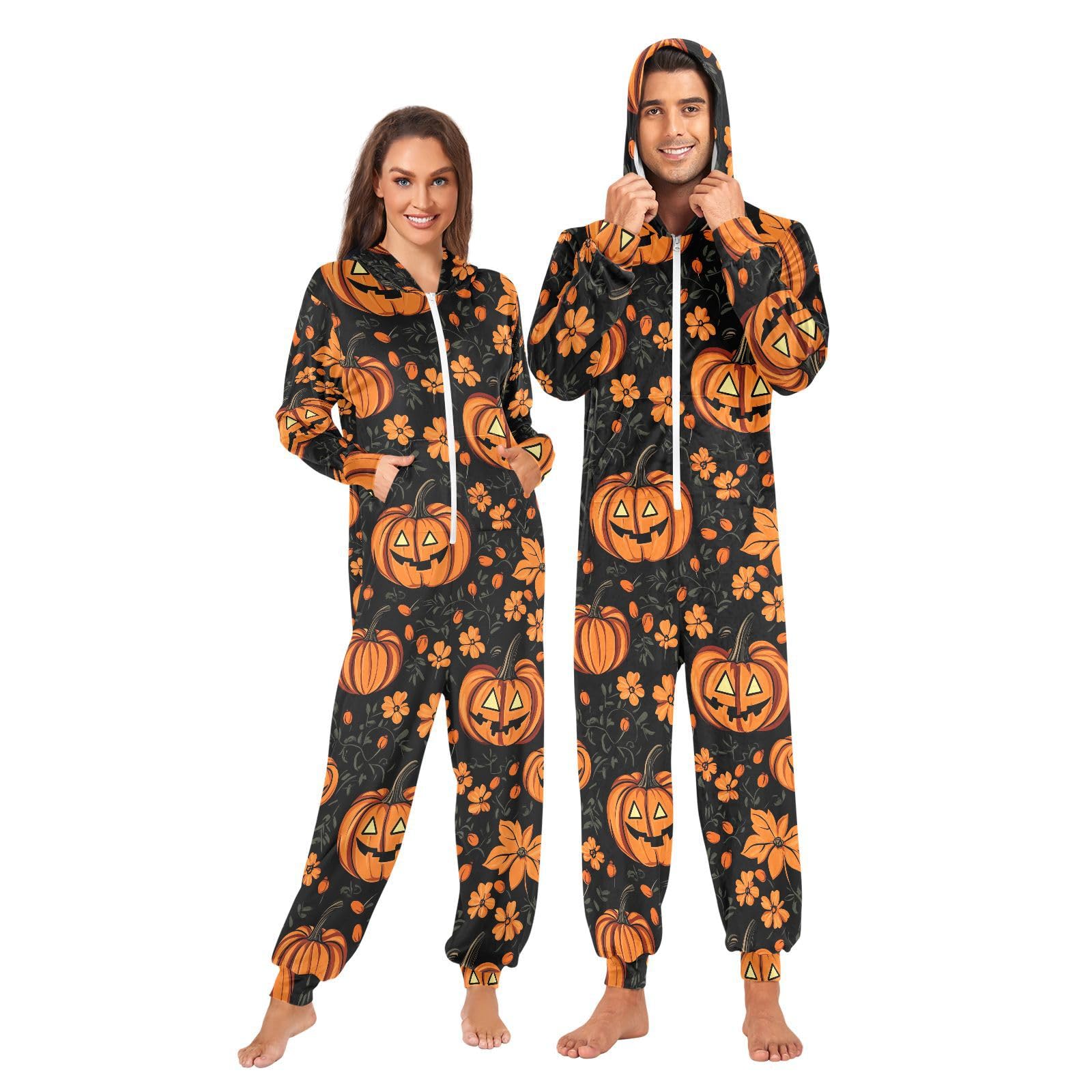 Unisex Adult Onesie Pajamas for Women Men Long Sleeve Jumpsuits Sleepwear Costume Hooded Sleepwear Homewear XS-3XL