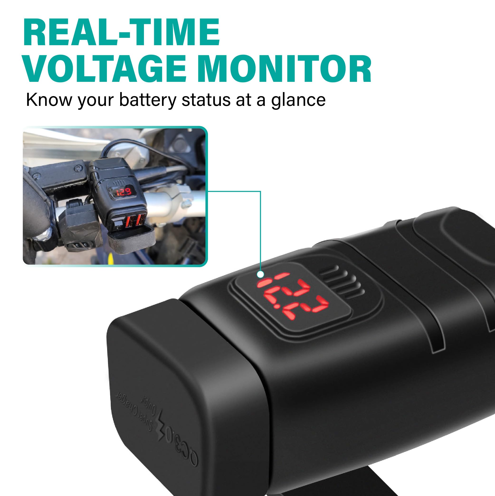 Cargador USB Moto para BMW CE 04 2022-2024, 2 Puertos USB Pantalla de Voltaje Interruptor Independiente Impermeable