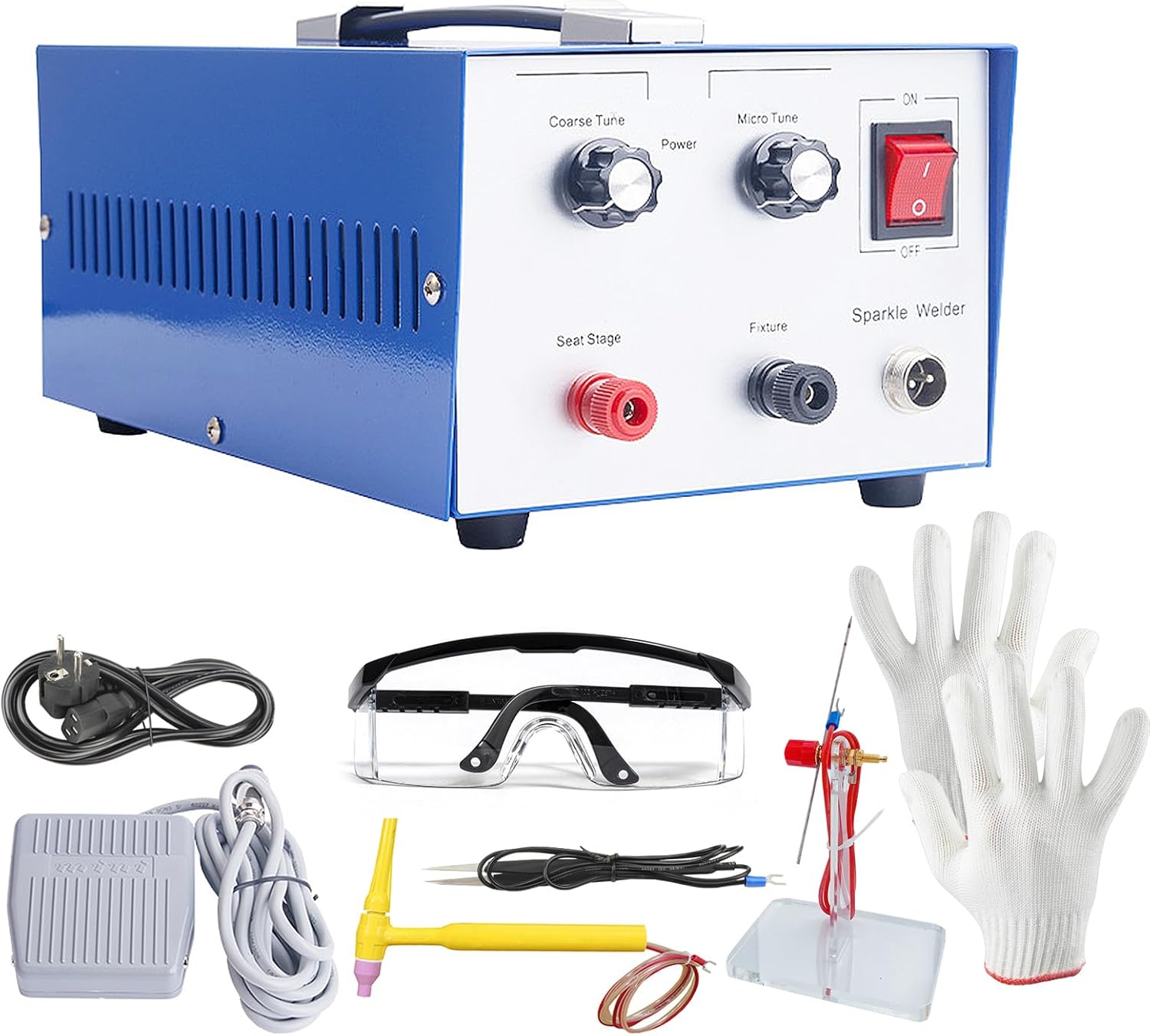 Jewelry Spot Welder Machine, 30A Professional Spot Welder for Gold Silver Platinum, Handheld Pulse Arc Spot Welding Machine for Jewelry DIY Precision Repair (Blue)
