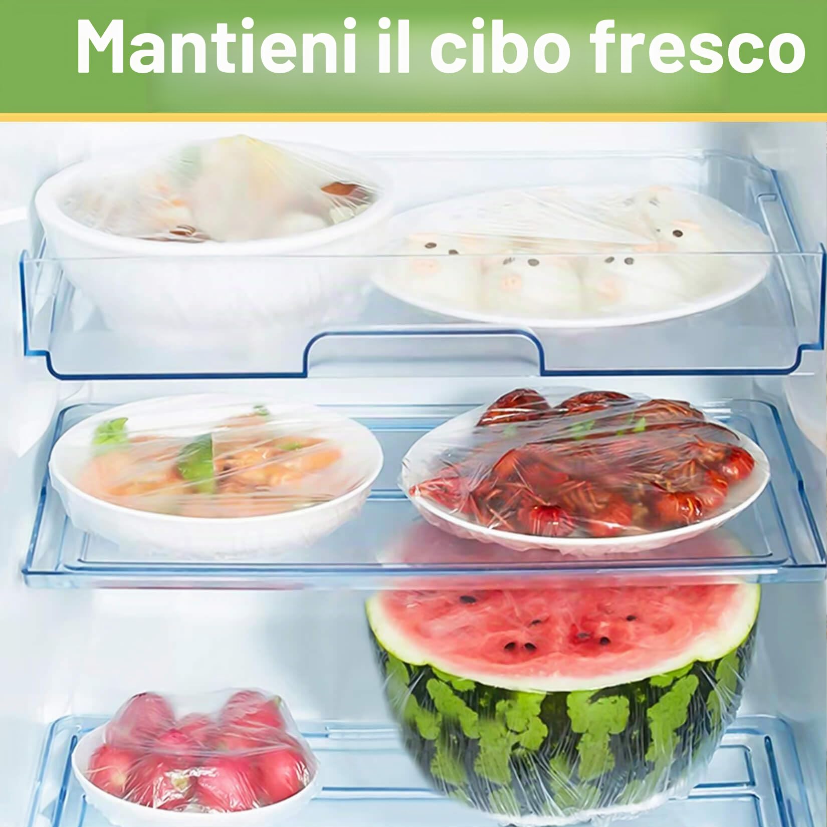 MAQIHAN 100pezzi Cuffie Copri Alimenti - Grande Pellicola per Alimenti Con Elastico Sacchetti Trasparenti Coprivivande Cuffie Coprire Cucina per Ciotola Lievitazione Pane Cuffie Capelli Doccia Monouso
