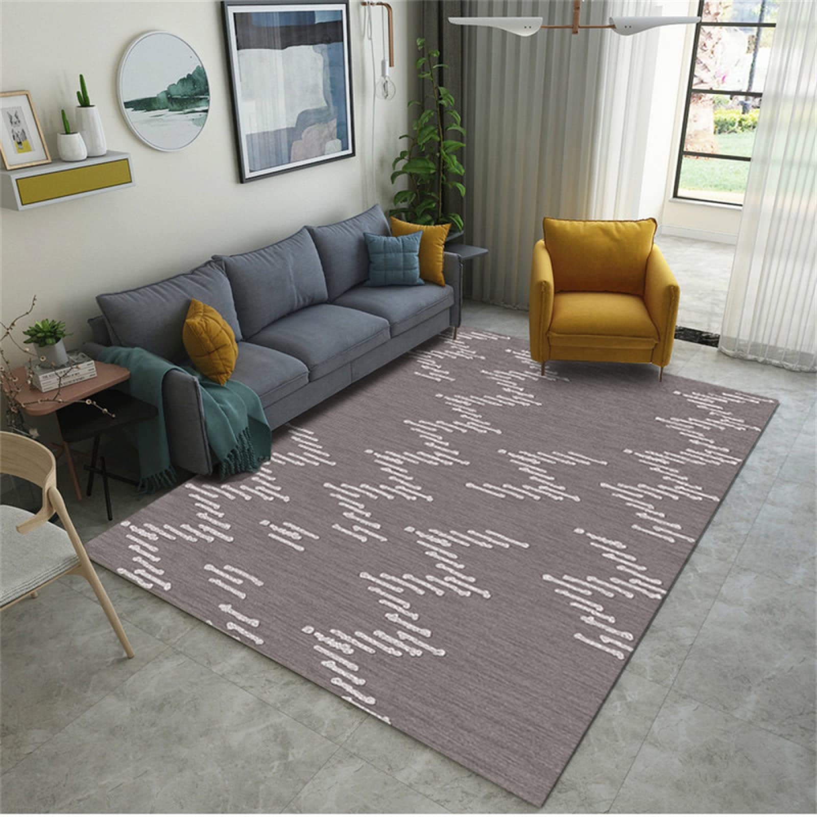 Tapis chambre bébé fille 200x300cm au motif géométrique résumé