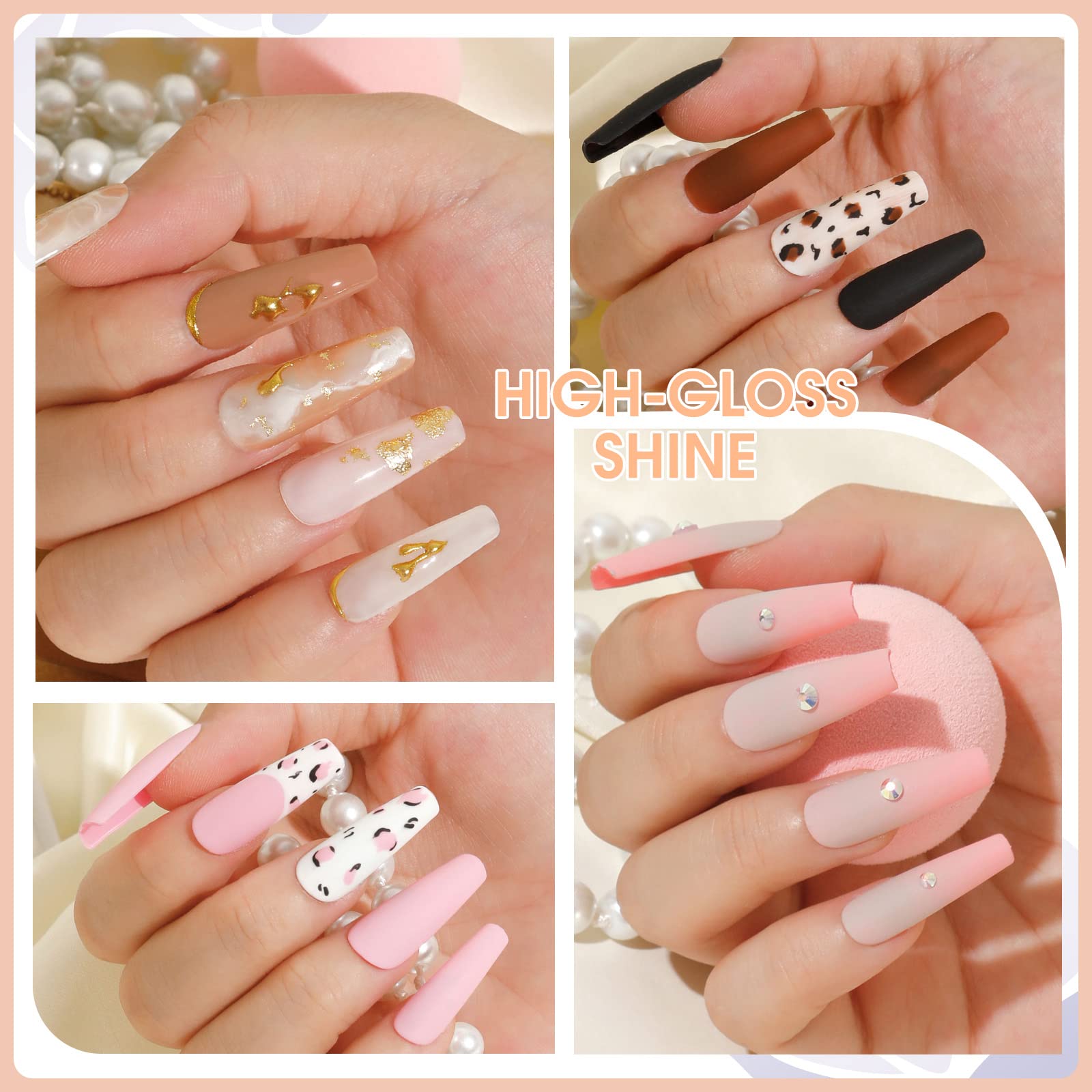 ROSALIND Kit Uñas Semipermanente, 48W Lampara Uñas Semipermanentes, 28 Colores Uñas Semipermanentes Kit Completo y Base Top Matte Coat Primer Gel Esmaltes Permanentes Blanco Negro Gris Marrón