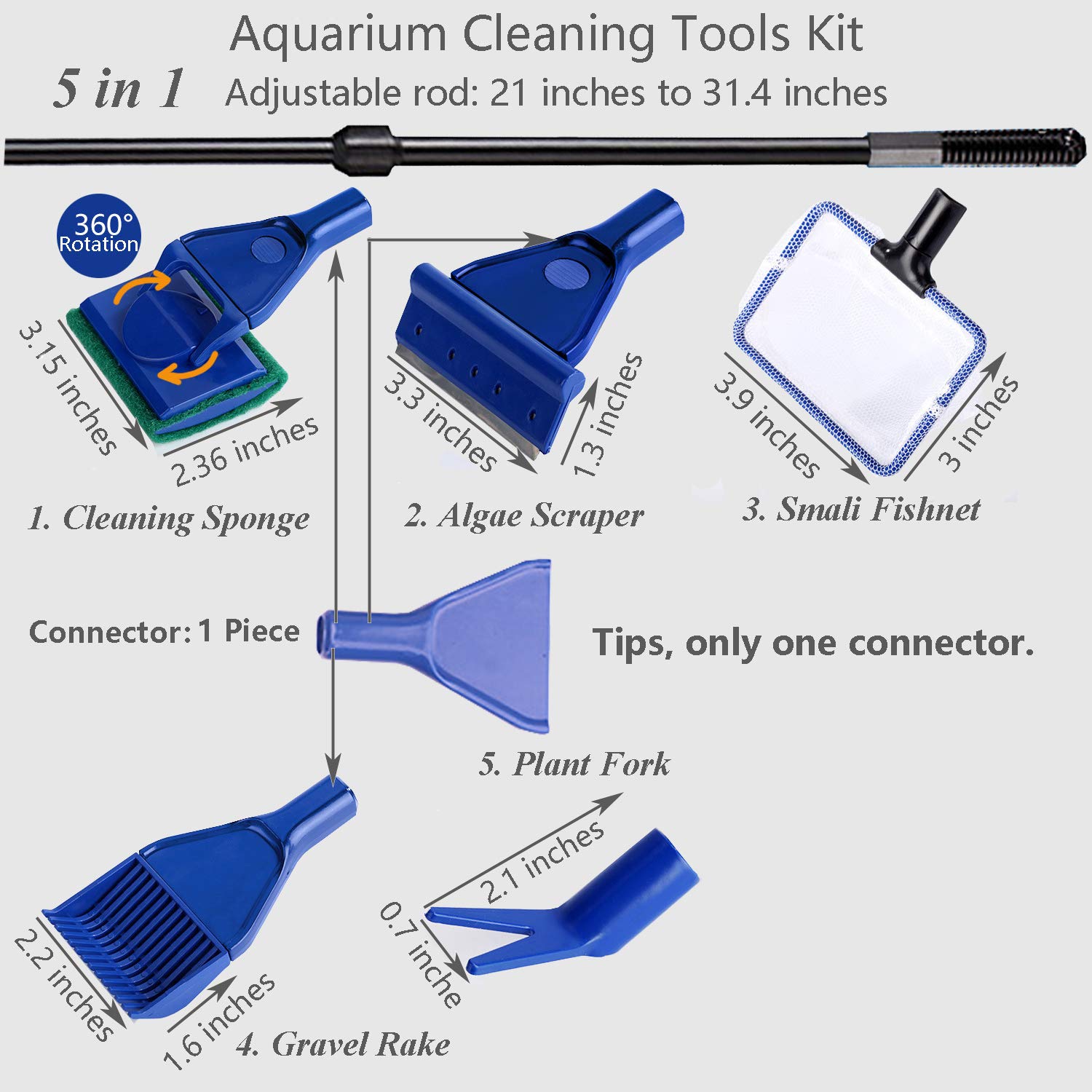 Penn-Plax Wizard Glass Aquarium Scraper & Scrubber Combo Kit (WZ20) – 27” Length