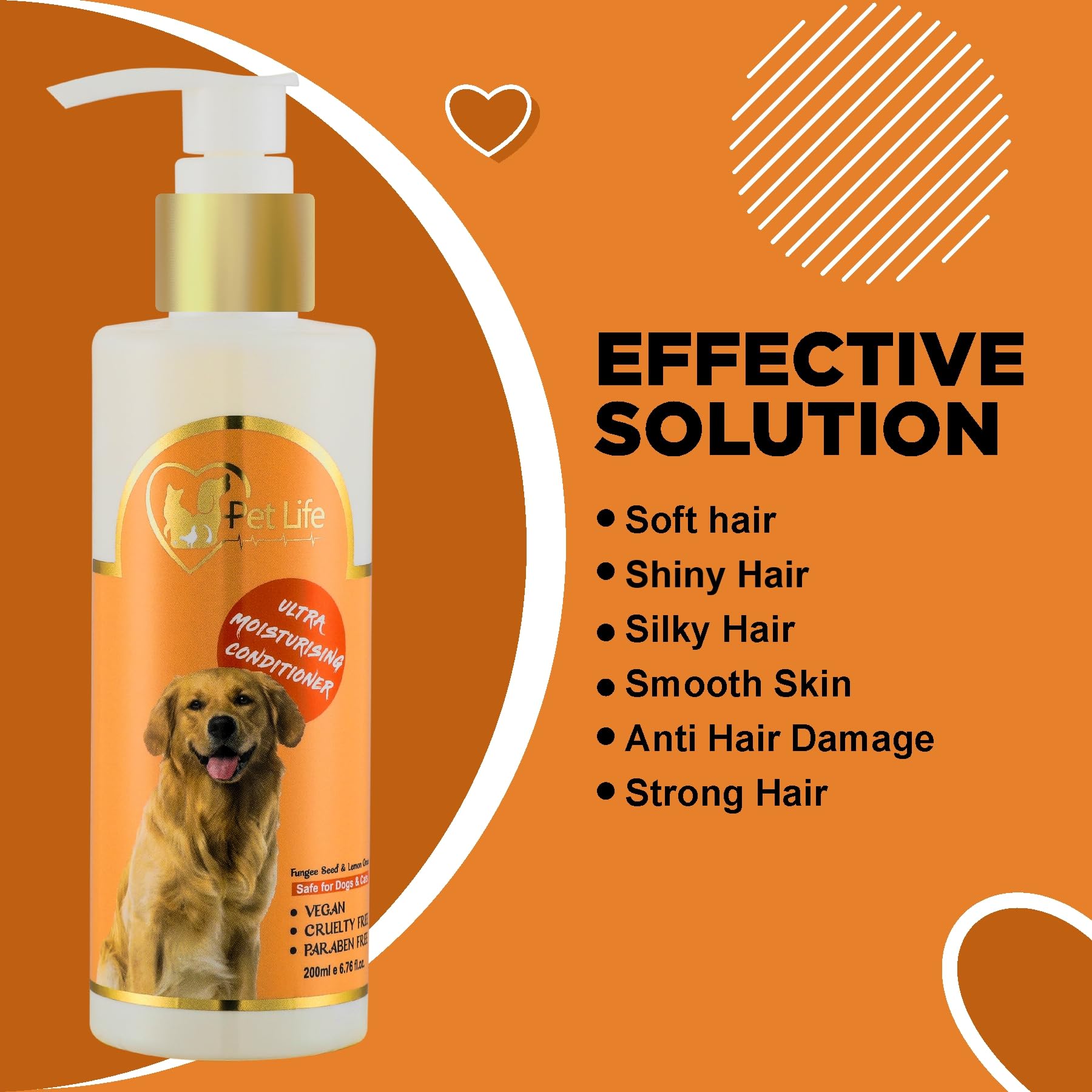 Pet Life Organic Ultra Moisturising Dog Conditioner for Shih Tzu Dog & Puppy | Shiny & Healthy Coat | Silky, Soft & Smooth Hair Suitable for All Type of Dog, Paraben Free – 200ml 1