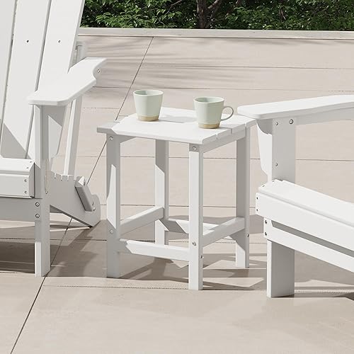 Miniatura 37 de Costaelm Mesas Laterales Cuadradas para Exteriores, Mesas de Patio Adirondack para Exteriores, Mesa Lateral de Patio de HDPE Resistente a