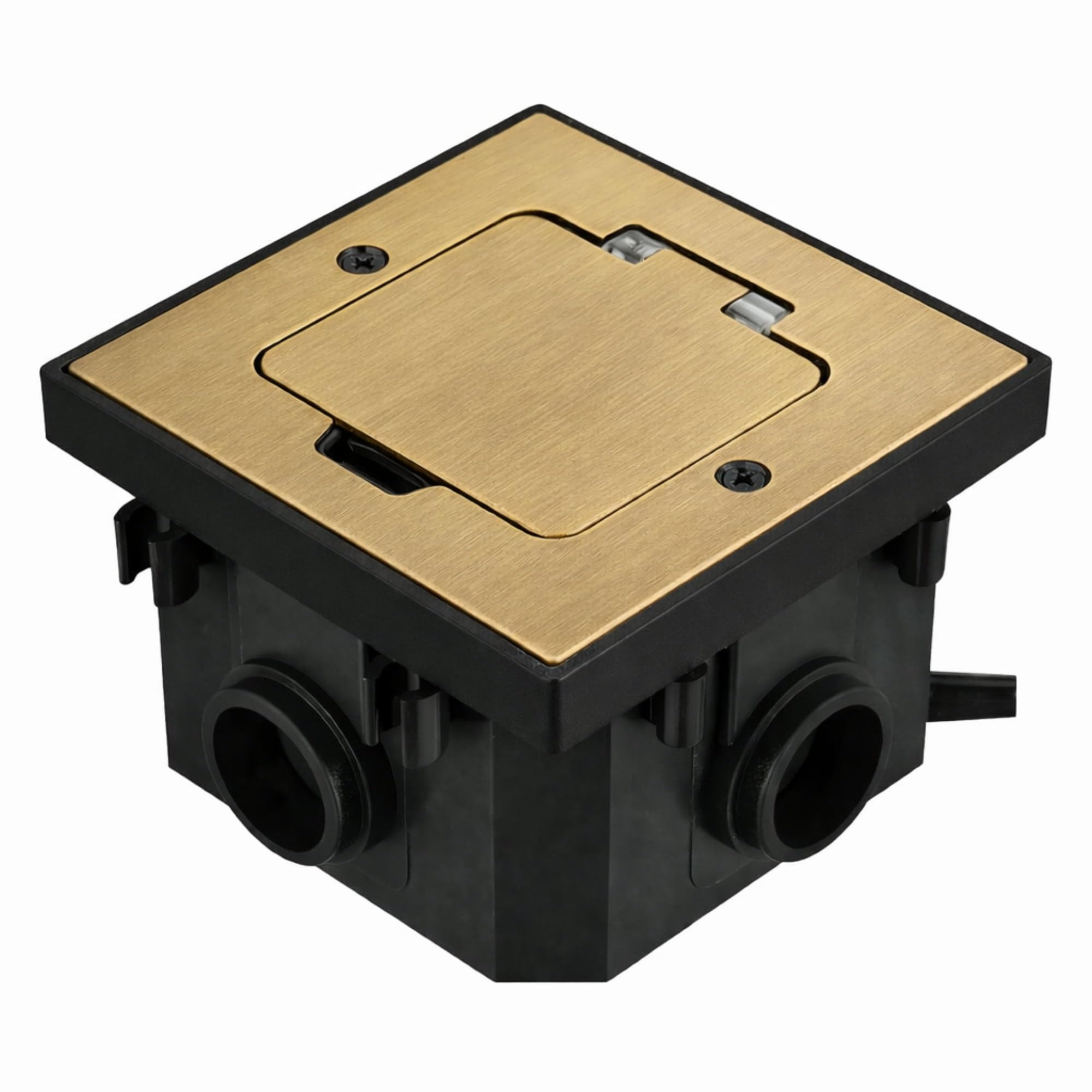 Metall Einbausteckdose, Bodensteckdose IP44, Klappdeckel, Serie AP-1 Messing gebürstet
