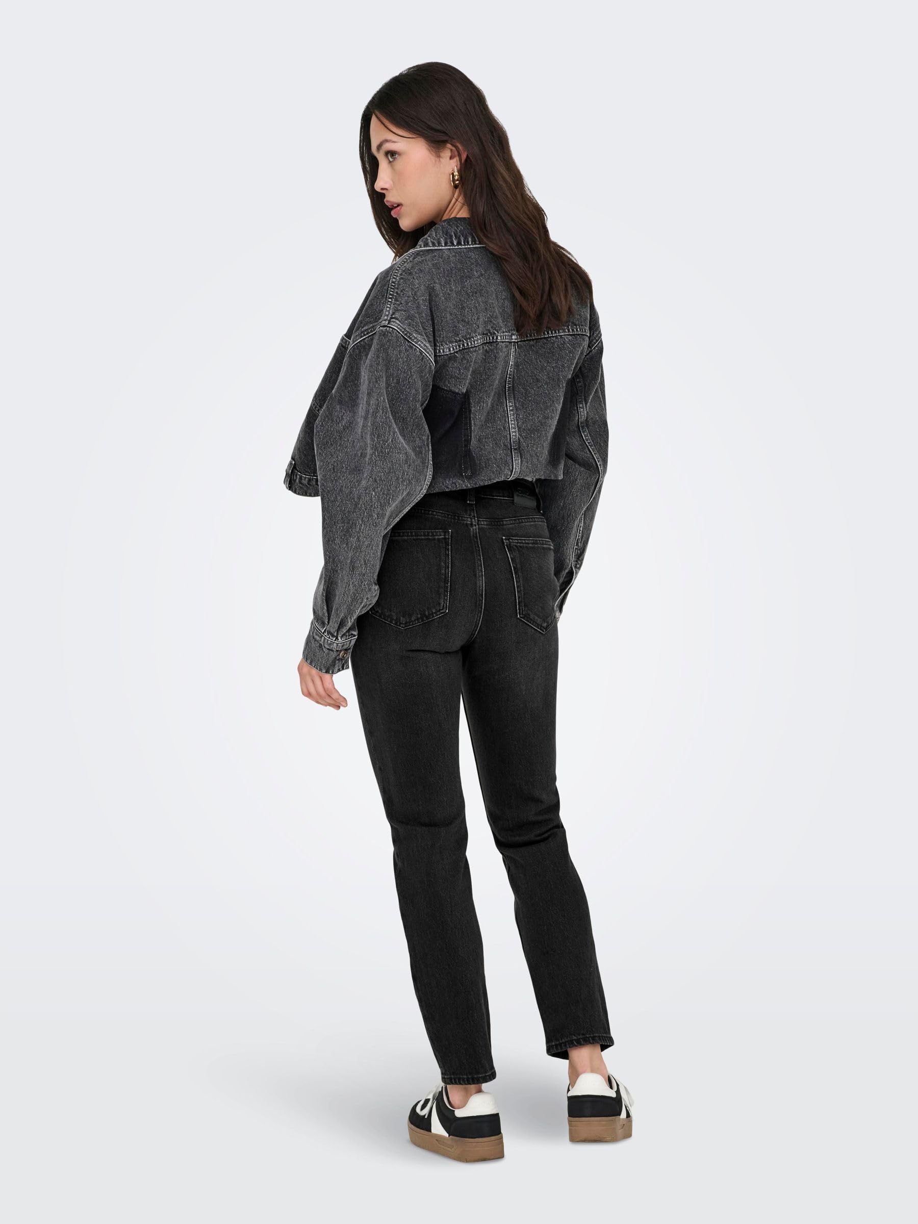 ONLY Female Straight-Fit Jeans ONLEMILY Hohe Taille Gerade geschnitten Knöchellang Jeans