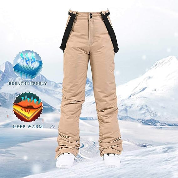 Skibroek voor dames, waterdicht, skibroek met bretels