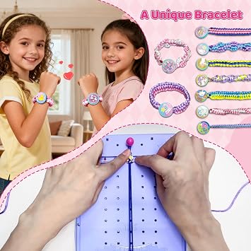 KuflooQ 2-in-1 Weaving Loom Kit Toys with Bracelet Making Kit for Girls