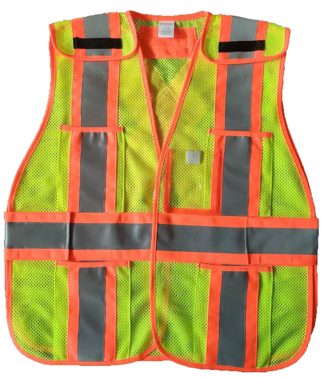 EVION Reflective Safety Jacket GM-OP6 High visibility in orange and green multi purpose vest with multiple pockets for Engineers, airport staff, traffic safety, construction workwear, cycling, running. (B092M88BSL) Amazon Price History, Amazon Price Tracker