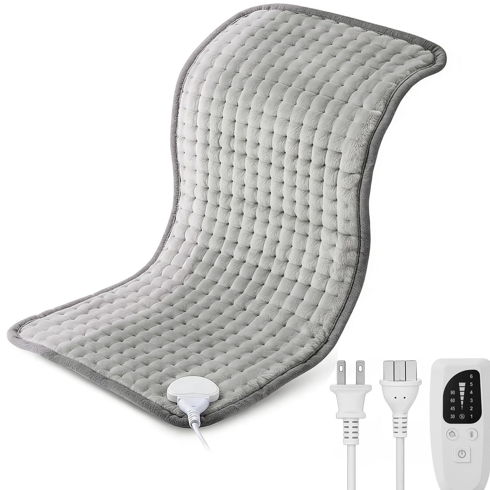 FSHNSH Compresa Caliente Electrica,Almohadilla Térmica Eléctrica,Calentamiento rápido,6 configuraciones de temperatura,Adecuado para espalda, hombros, abdomen, piernas y brazos,Apagado automático,Lavable en la lavadora,60 x 30 cm.