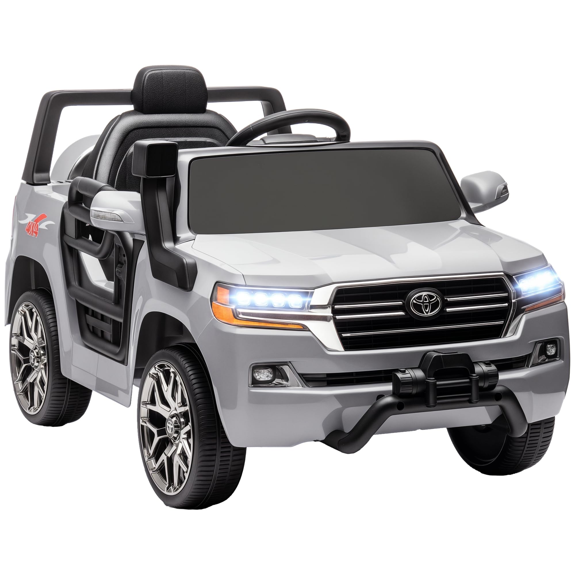 AIYAPLAY Toyota Land Cruiser Coche Eléctrico para Niños 12V con Mando a Distancia Gris