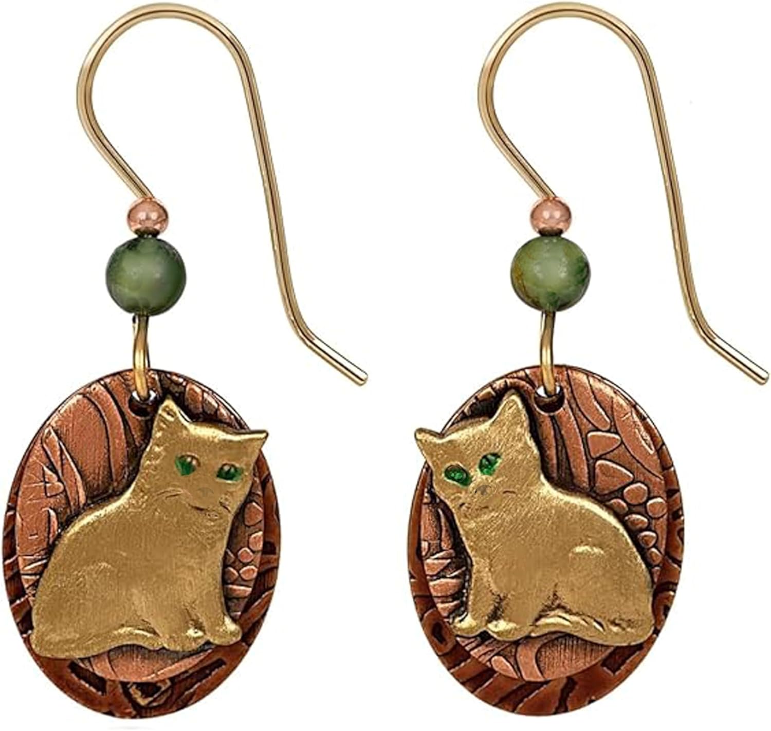 Silver Forest Earrings - Pretty Kitty on Ovals - NE-2008