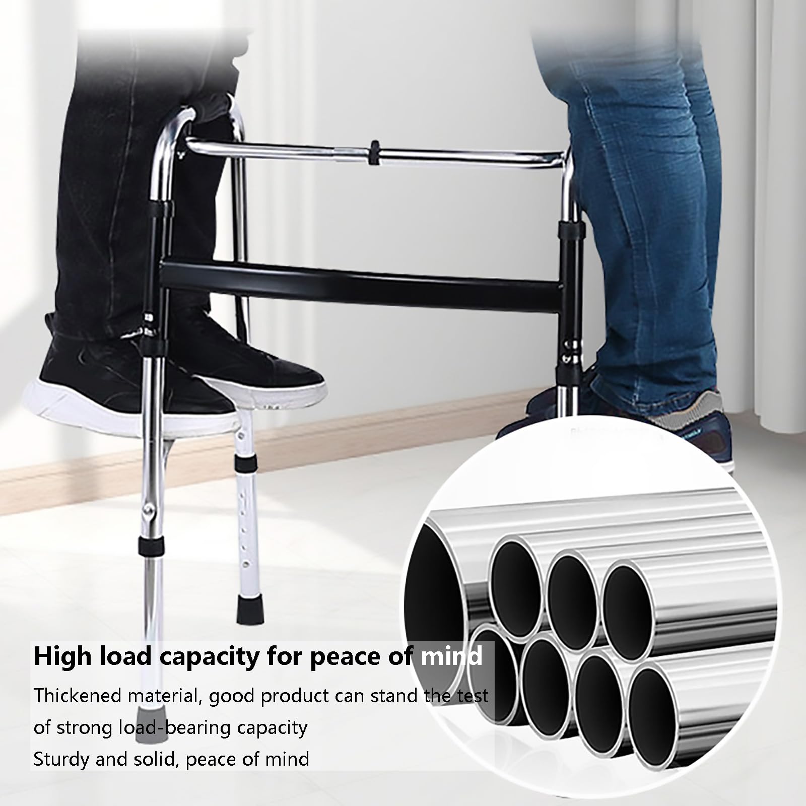 HAILM Lekka Rama do Chodzenia - Stale Nierdzewne - Gumowe Stopy Bez Poślizgu - Ergonomiczna Poręcz - Rehabilitation Walking Aid - dla Osób Niepełnosprawnych
