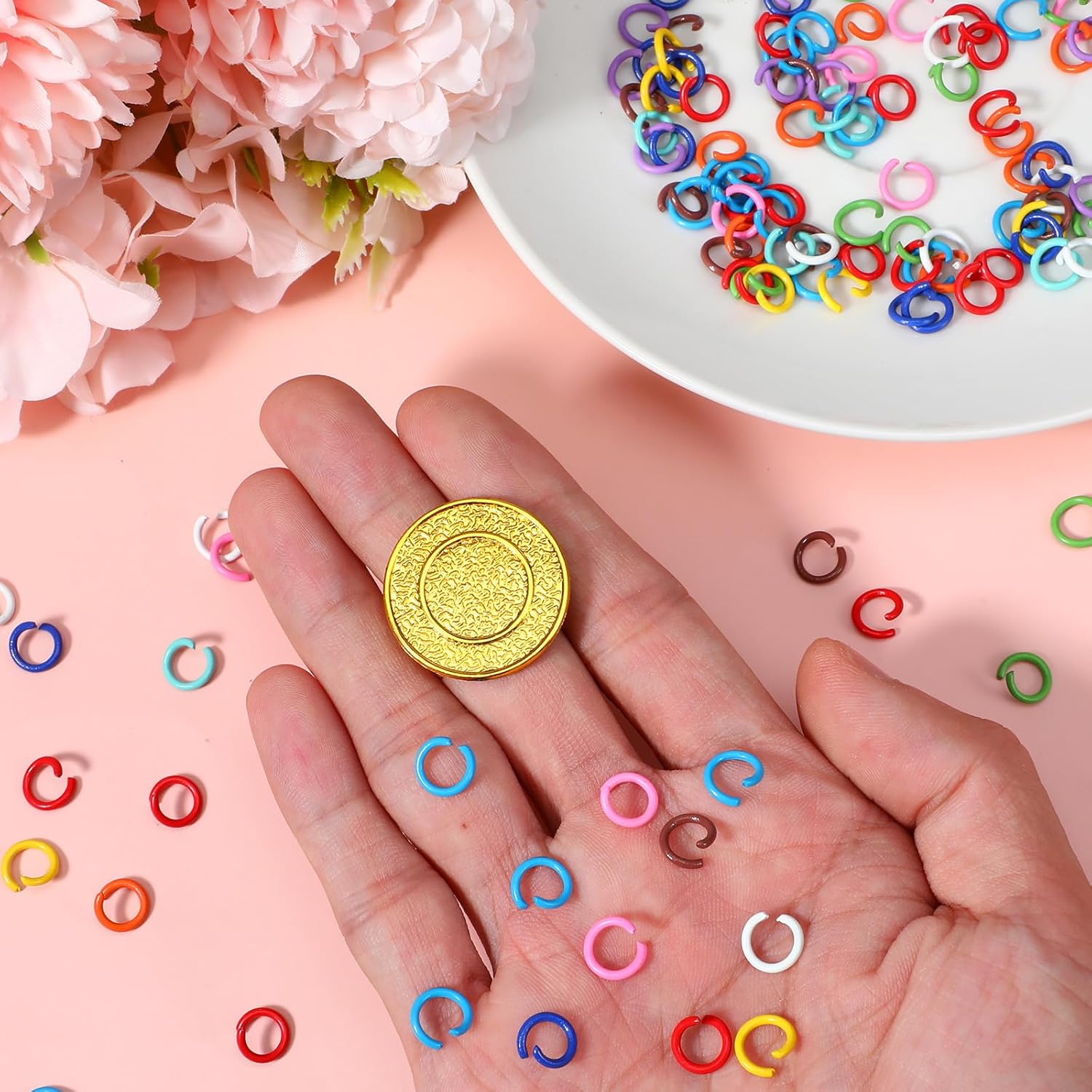 600 Pcs 8mm Colored Jump Rings, Iron Open Jump Rings for Jewelry Making Supplies Mixed Color O Ring Connectors for DIY Crafts Keychains Choker Earring Necklace Repair - Image 4