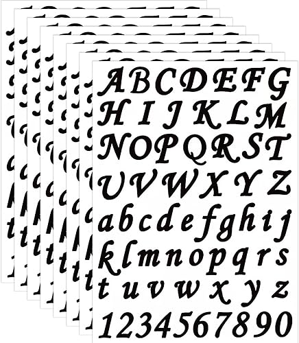 Spakon 8 hojas de calcomanías de vinilo autoadhesivas del alfabeto, calcomanías para manualidades, letras y números, para buzones, ventanas,