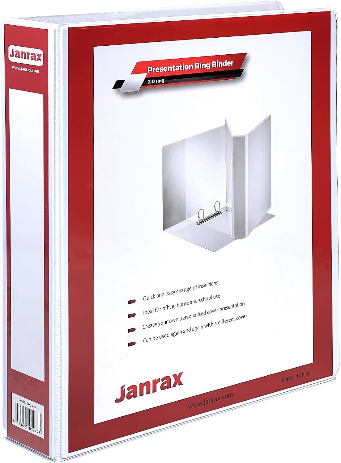 Pack of 6 A4 White 1" (25mm) Presentation 2D Ring Binders with Fully Customisable Covers