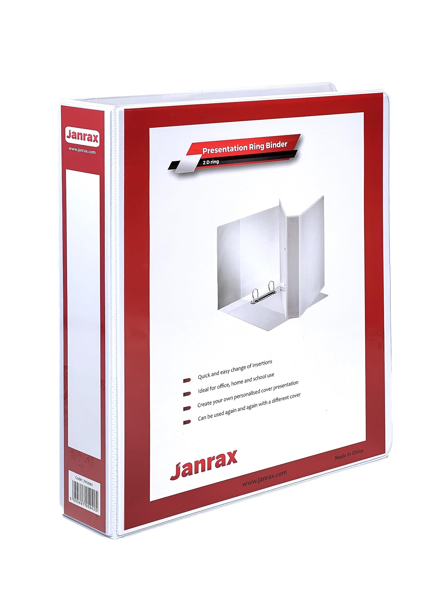Pack of 6 A4 White 2.5" (63mm) Presentation 2D Ring Binders with Fully Customisable Covers