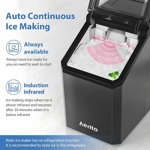 Fabricadora de Hielo Aeitto Nugget 55lbs Día Negro miniatura 4