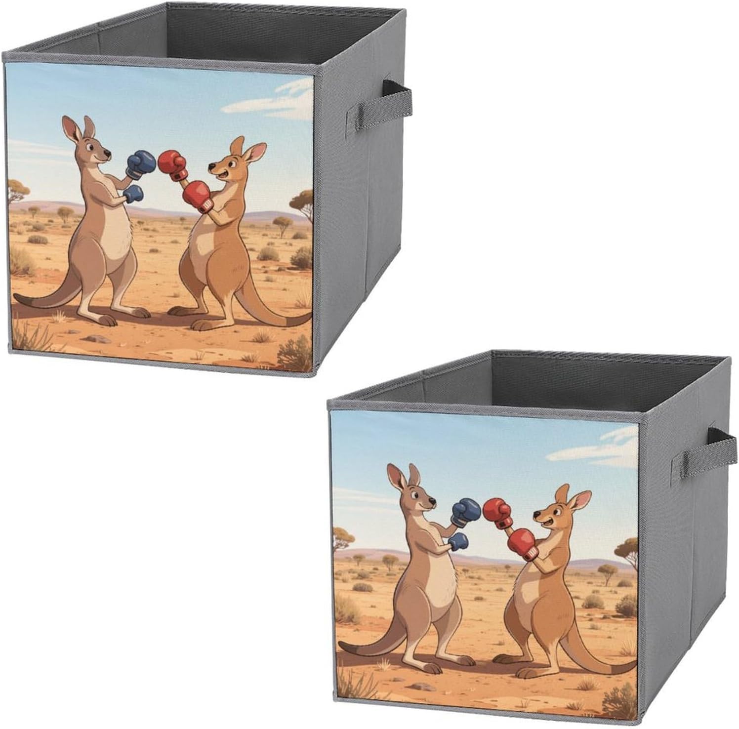 2-piece Oxford Cloth Storage Box Kangaroos That Box Printed Storage Box for Clothes/shoes Multi-purpose Wardrobe And Cabinet Storage