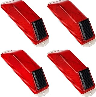 Solar Strobe Warning Light 4-Pack –Traffic Light Super Bright LED Flashing Beacon, Solar Powered Light-Control Warning Lamps, IP54 Waterproof Barricade Flashing Lights for Construction Safety (Red)
