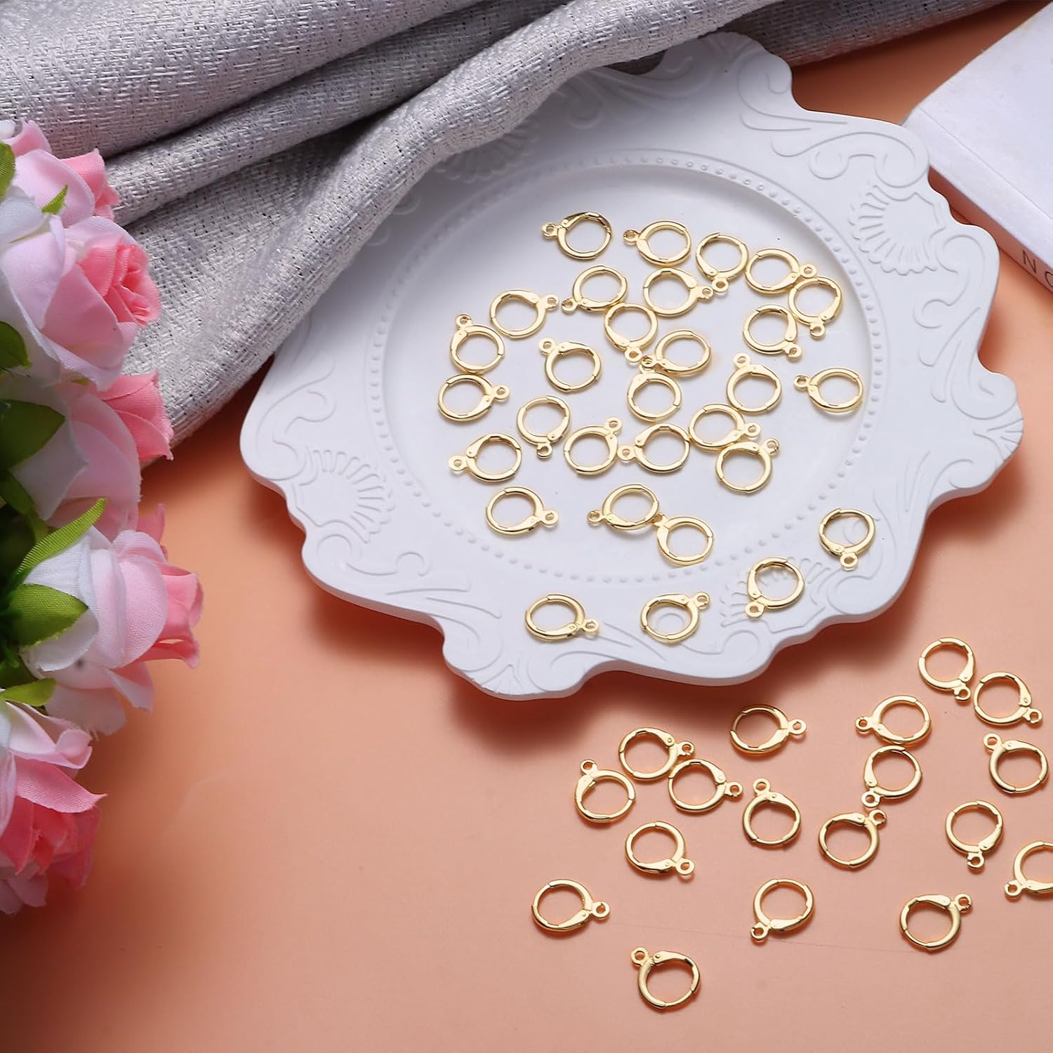 60pcs 18K Gold Filled Hoop Huggie Earring Hooks,Hypoallergenic Dangle Tarnish Resistant Gold Lever Back Earring Hooks Earwire for Jewelry Making Supplies (Gold)
