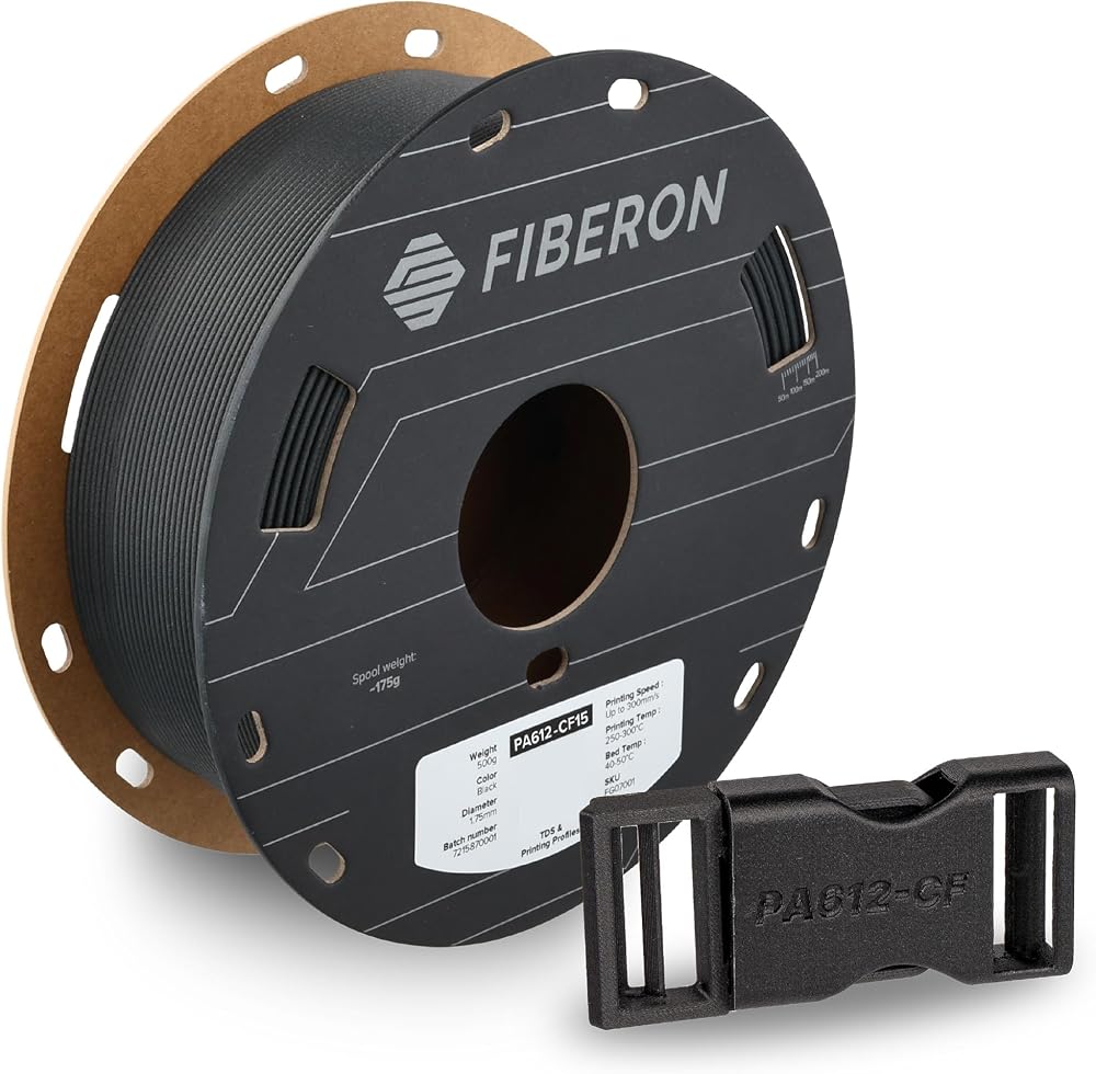 Polymaker Fiberon PA612-CF15 Carbon Fiber Nylon Filament 1.75mm, Black, 1kg — 사진 1