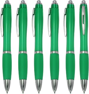 PATIKIL Retractable Ballpoint Pens 1.0mm Black Ink Ballpoint Pen 6Pcs | with Rubber Grip Plastic for Business Office Class Event Note Taking, Green