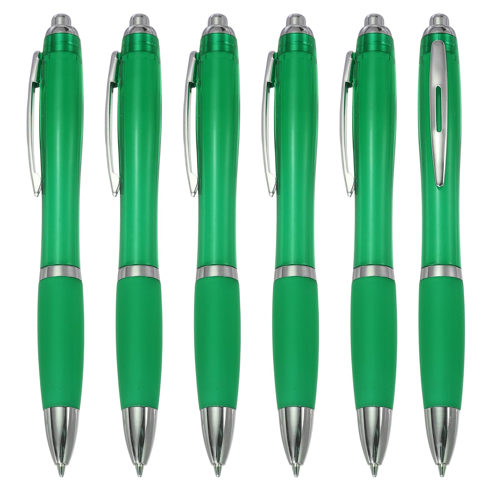 PATIKIL Retractable Ballpoint Pens, 6 Pcs 1.0mm Black Ink Ballpoint Pen with Rubber Grip Plastic for Business Office Class Event Note Taking, Green