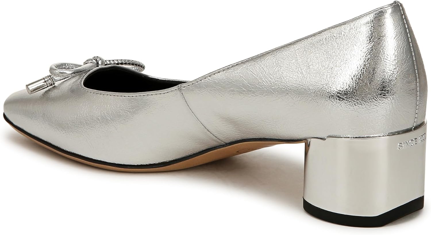 Franco Sarto Womens Natalia Square Toe Block Heel Pumps with Bow
