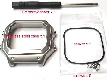 For AE-1200WH Watch steel Case ae1200 Mod kit Stainless Steel Watch metal case (case gloosy silver)