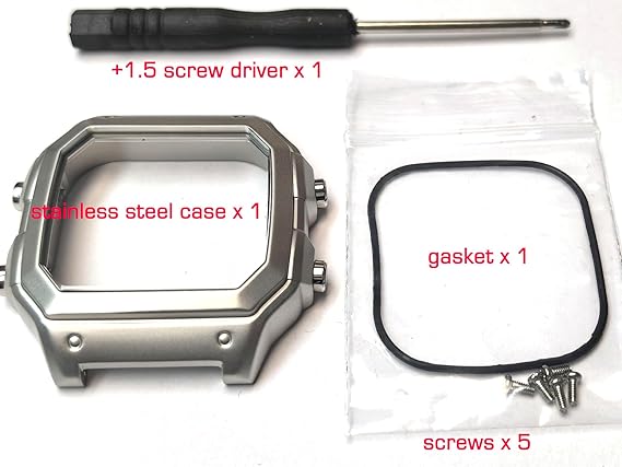 For AE-1200WH Watch steel Case ae1200 Mod kit Stainless Steel Watch metal case (case gloosy silver)