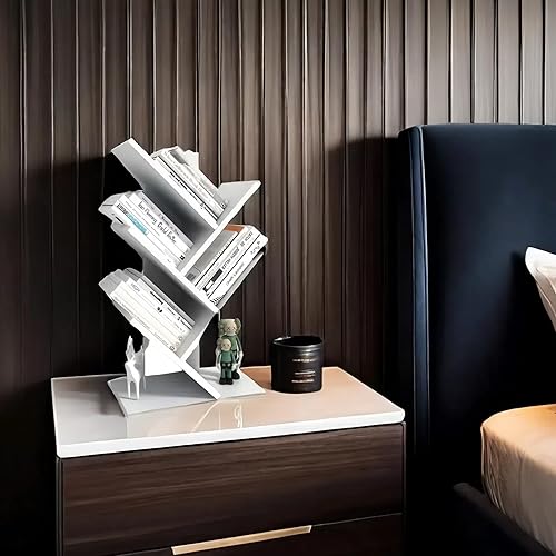 Miniatura 41 de Godferyxin Estantería de árbol de libros, estantería de madera de 5 niveles para exhibir libros, CD, revistas y más en la oficina, el hogar o la