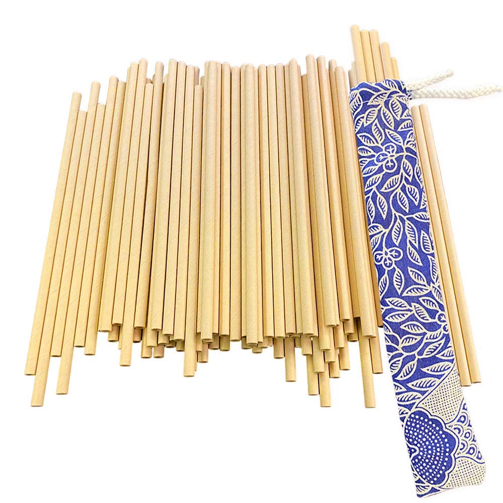 VIE Gourmet Disposable Bamboo Straws, 197x6mm, 100 pcs, Multicolor, One Size