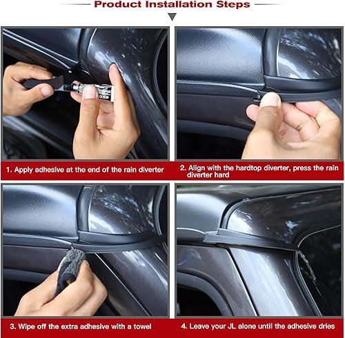 Miniatura 6 de JeCar - Diversor de lluvia de tapa dura, de plástico ABS, para Jeep Wrangler 2018-2020 JL JLU y 2020 Jeep Gladiator JT, 1 par