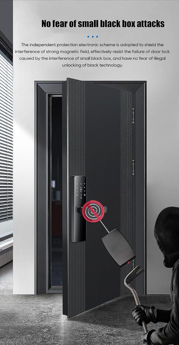 Smart Electronic Door Lock with Fingerprint Biometric, App Control, Smart Card, Password, Key Access & USB Emergency Charge - Metal Wi-Fi Enabled Touchscreen Keypad, AA Battery Powered by Generic - Image 8
