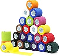 Vista 23 de OK TAPE Vendas Cohesivas Autoadherentes – 24 paquetes, 1 pulgada x 5 yardas, venda autoadhesiva no tejida para pulgar, dedo, muñeca, tobillo, cinta