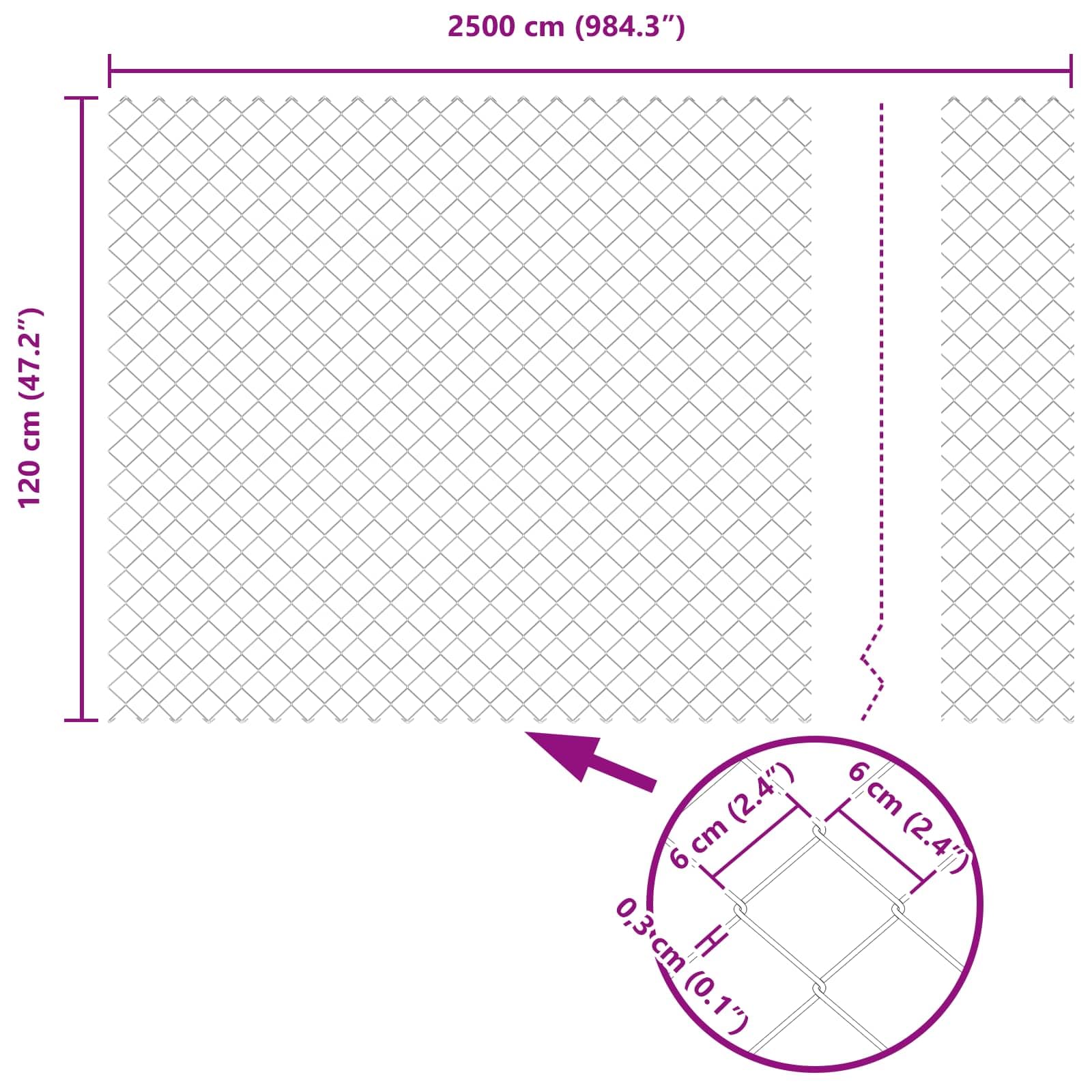Stahl Gitterzaun Grau 250 x 120 cm Modernes Design Robuste Maschendrahtzaun Langlebig Korrosionsbeständig für Garten Terrasse Balkon und Hof