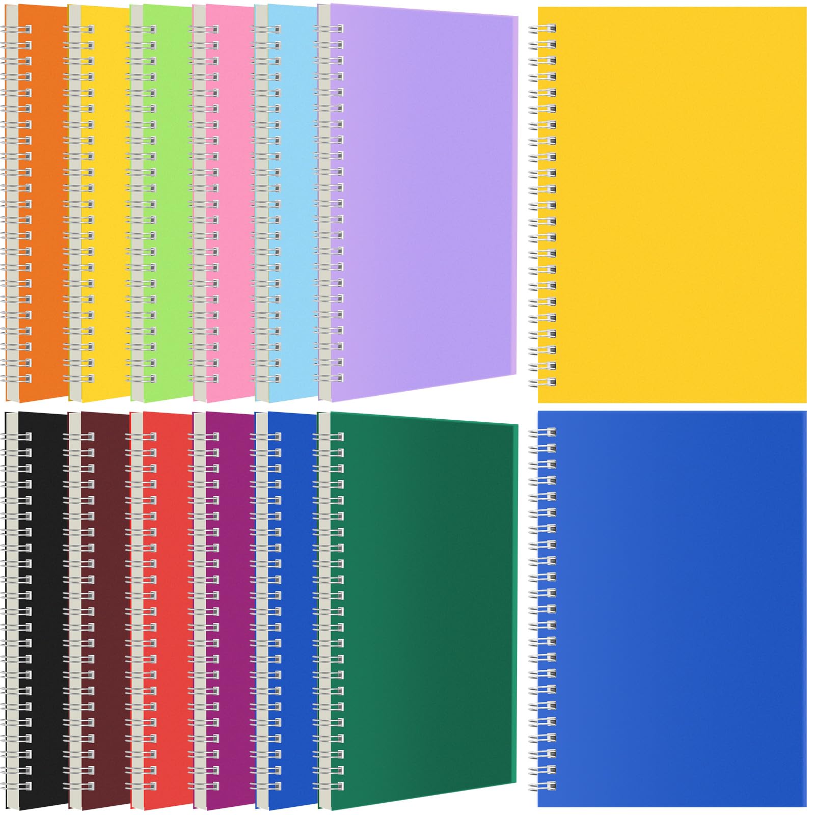 Leelosp Confezione da 12 quaderni a spirale a righe, colori assortiti, 12 x