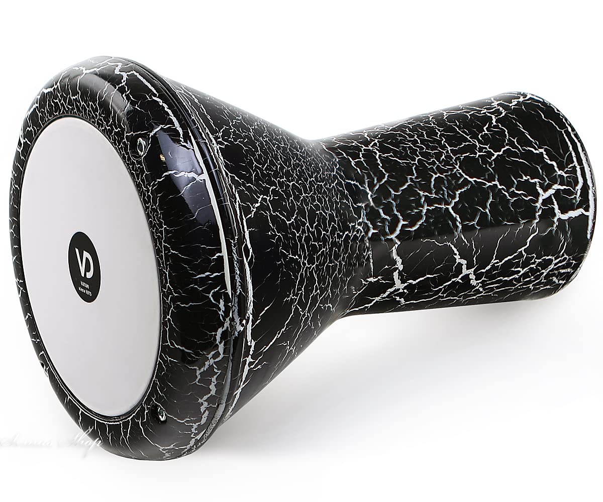 VD Vatan Darbuka, Tamburo orientale per bambini, in alluminio pressofuso, effetto laccato, colore: Nero/Bianco, 2040-S-B